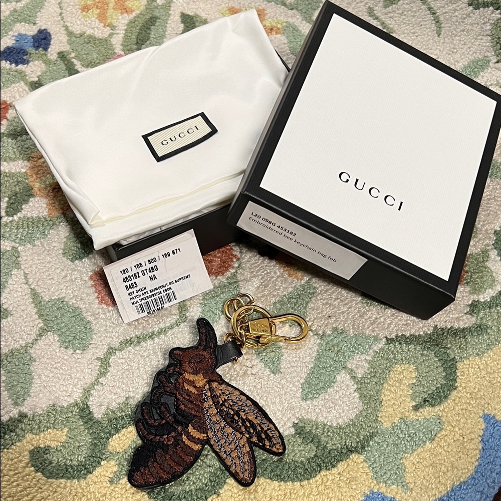 Gucci Gold and Brown Bee Key Holder